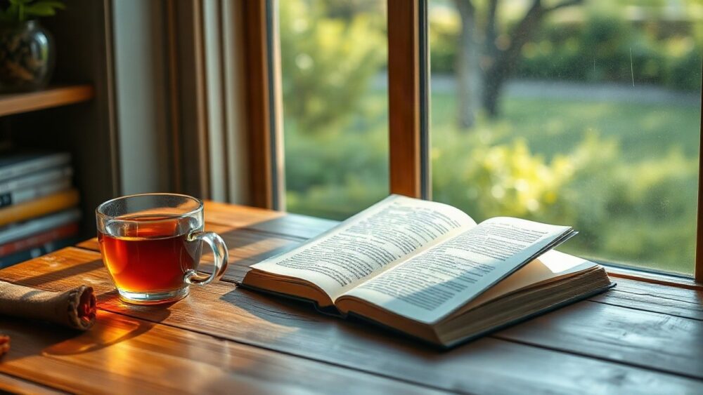 Ein aufgeschlagenes Buch auf einem Holztisch symbolisiert den Bestseller-Erfolg von Avazona Ltd – Symbolbild, KI-erzeugt