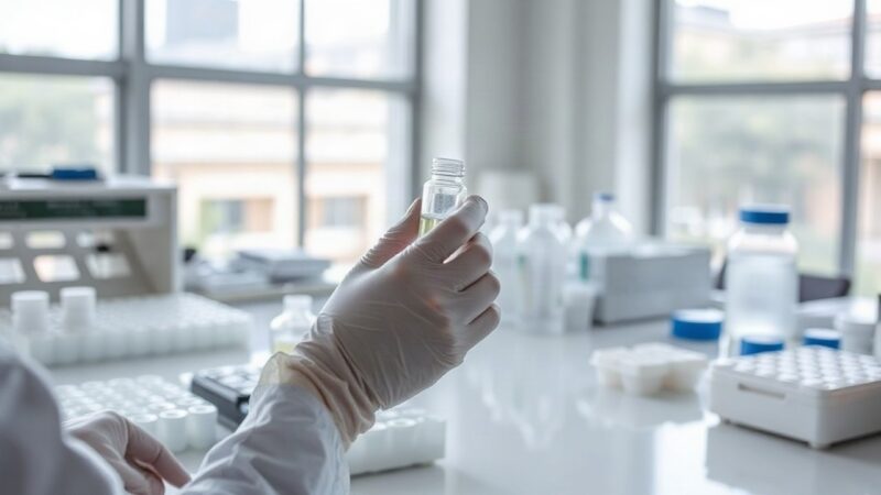 Laborhände mit Pipette und Probenfläschchen symbolisieren die Phase II der Grünenthal-Schmerzmittel-Studie – Symbolbild, KI-erzeugt