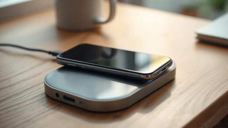 Ein Smartphone liegt auf einem Ladepad, sinnbildlich für den großen Akku des Honor X9e Pro – Symbolbild, KI-erzeugt