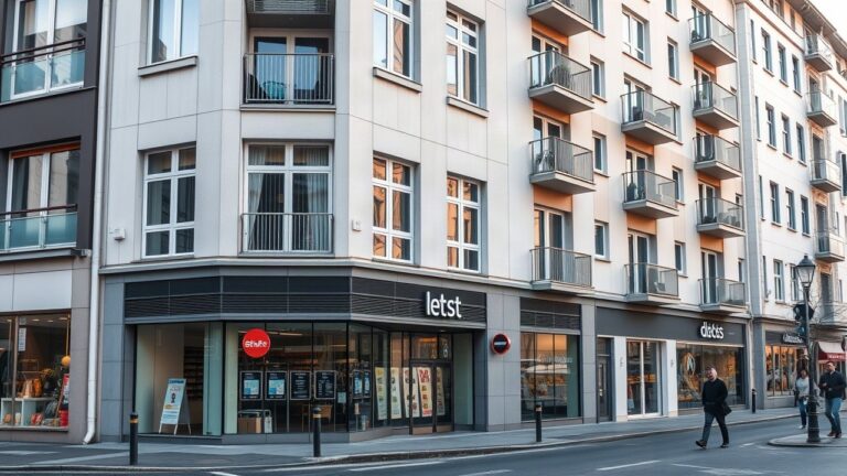 Neubau mit Supermarkt im Erdgeschoß und Wohnungen darüber, wie ihn die NLY Invest GmbH in Wiener Neustadt errichtet hat – Symbolbild, KI-erzeugt