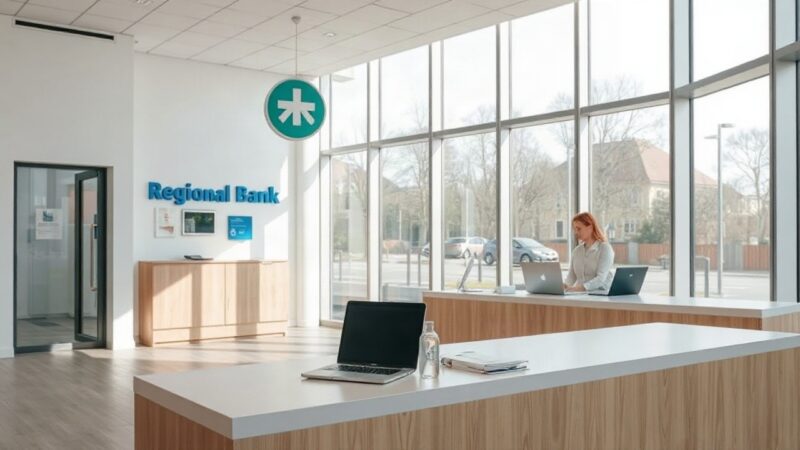 Moderner Bankschalter symbolisiert die Raiffeisenbank Fusion der drei Kärntner Institute – Symbolbild, KI-erzeugt