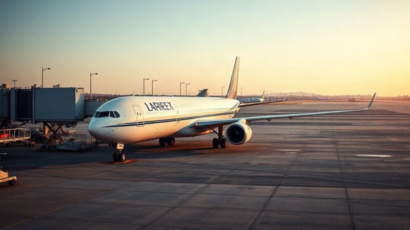 Ein Flugzeug steht am frühen Morgen am Gate, sinnbildlich für die Schließung der Ryanair-Basis in Berlin – Symbolbild, KI-erzeugt