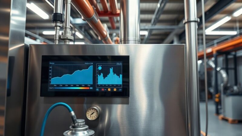 Ein industrieller Gefriertrockner mit digitaler Steuerung, wie ihn das Wiener Unternehmen WAVE mit KI-Gefriertrockner-Technologie aus Wien betreibt – Symbolbild, KI-erzeugt